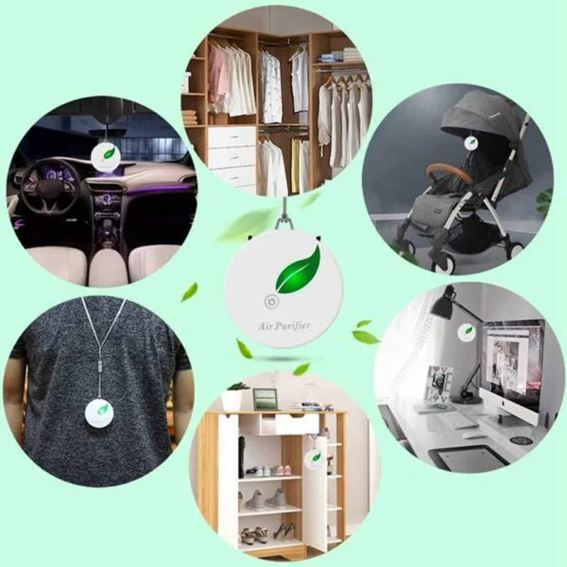 Портативный перезаряжаемый мини-очиститель воздуха, очиститель воздуха с отрицательными ионами и защитой от тумана, можно повесить на шею, перезаряжаемый, без расходных материалов