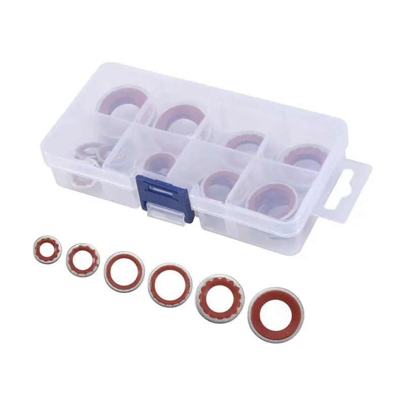 A98E-60Pcs A/C Gasket Assortment,AC Compressor Seals Automotive Air Conditioning Compressor Port Seal Washer Kit