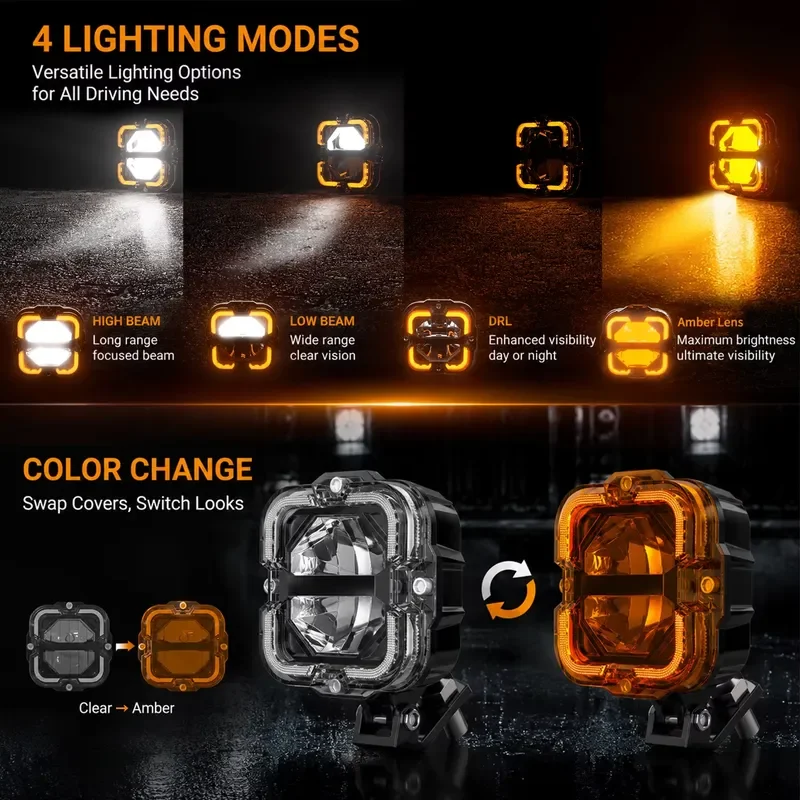 LOYO LED light strip IP68 waterproof LED light strip, amber strobe light strip suitable for trucks, UTV, ATV, off-road 4x4
