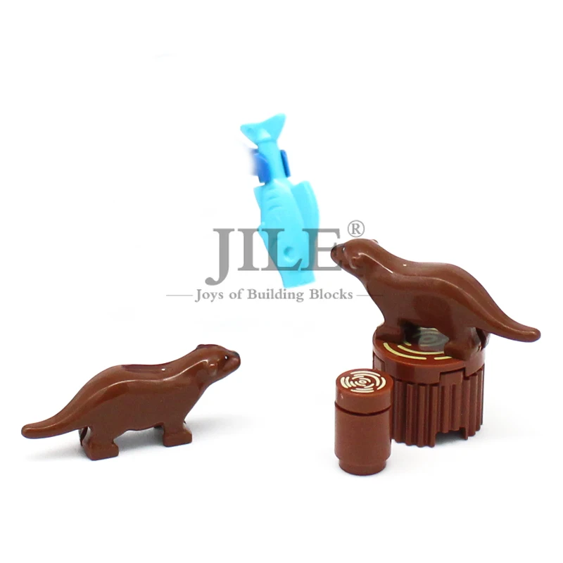 Bloques de construcción MOC Otter Bird Flamingo Friends, bloques de construcción DIY, vista del zoológico, juguete de animales Compatible con 67430 67631