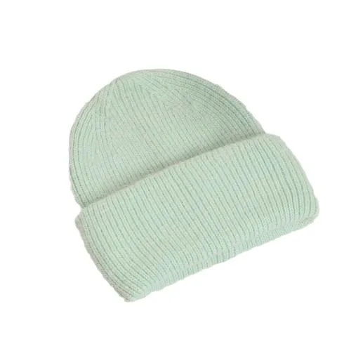 Korean Ins Style Rabbit Fur Beanie for Women, Winter Thick Warm Solid Knit Cap, Japanese Casual Pull-On Hat, Winter Cold Weather