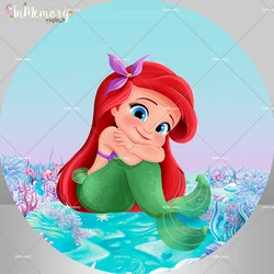 Little Mermaid Round Background Circle Cover Undersea Baby Shower Girl Birthday Party Decor Backdrop Wall Banner Photocall