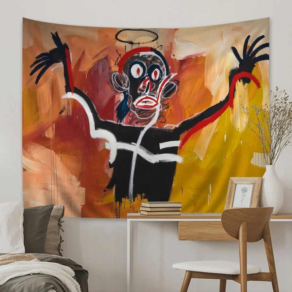 Art J-Jean-M-Michel B-Basquiat Cartoon Tapestry Art Science Fiction Room Home Decor Wall Hanging Home Decor