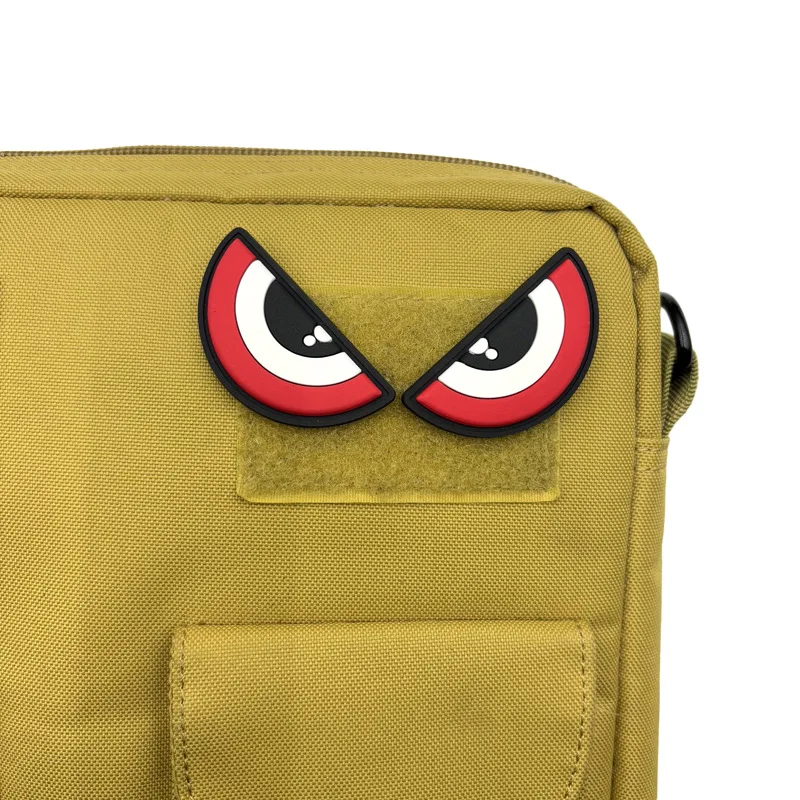 1 Pair Anime Eyes PVC Patches Japanese Ninja Eyes Decorative Attachment for Backpack Cap Staring Gaze Morale Badge Hook Backing