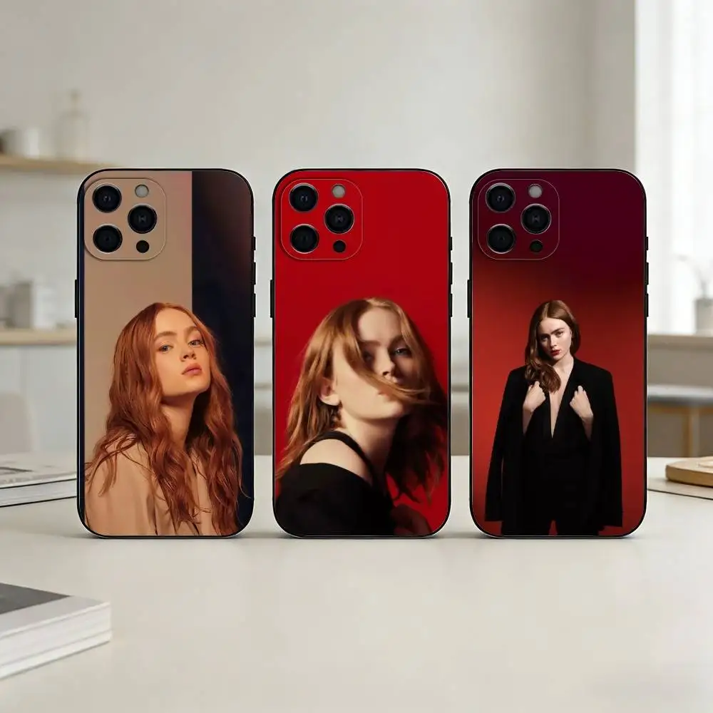 

S-Sadie Sink Phone Case For iPhone 17,16,15,14,13,12,11 Plus,Pro Max,SE4Soft Silicone Black Cover