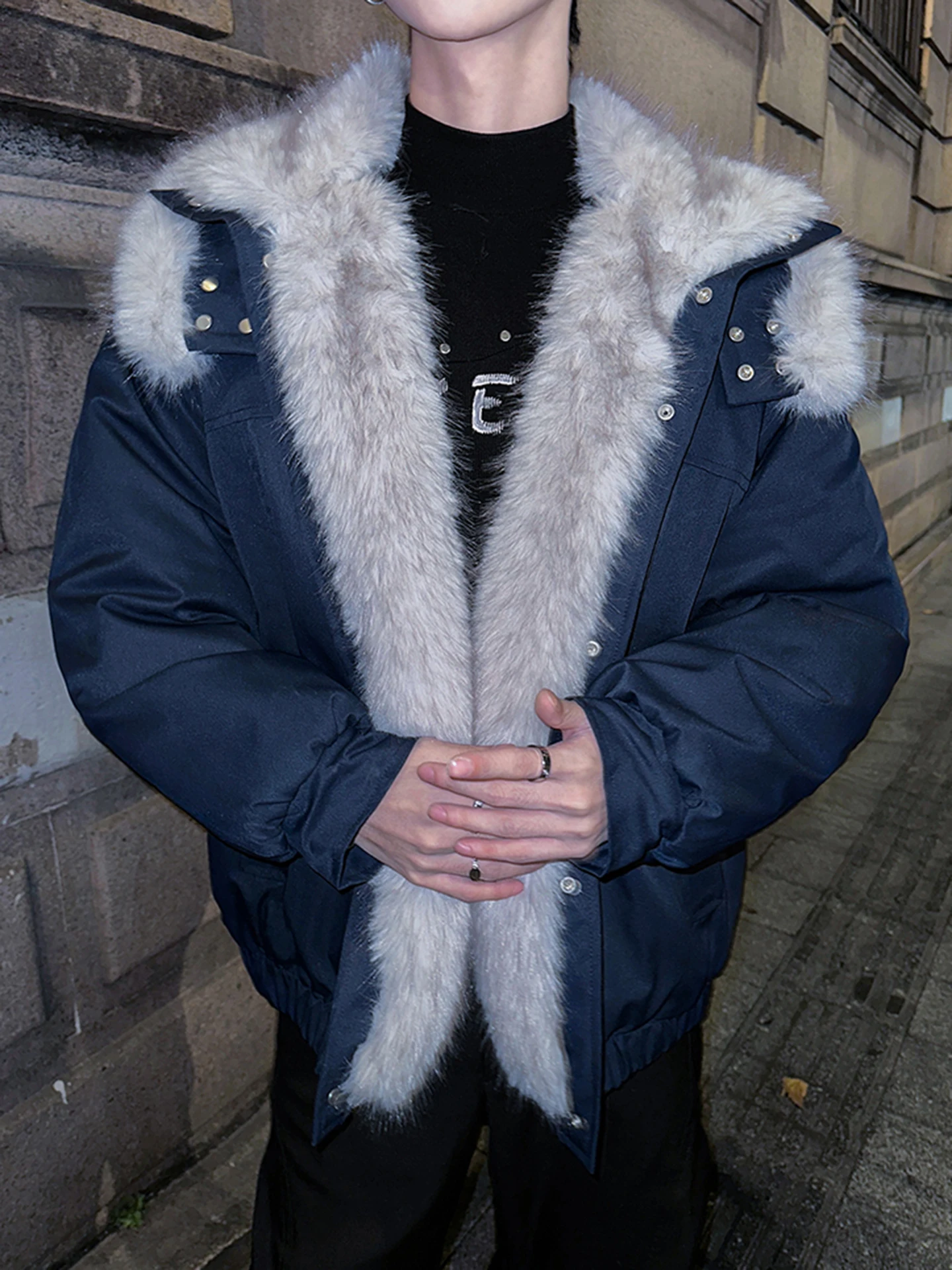 

Тибетский синий двухслойный воротник Mountain Eagle Cotton Jaet Мужская зимняя одежда Thiened Fce ort Flight Jaet Cottonwear