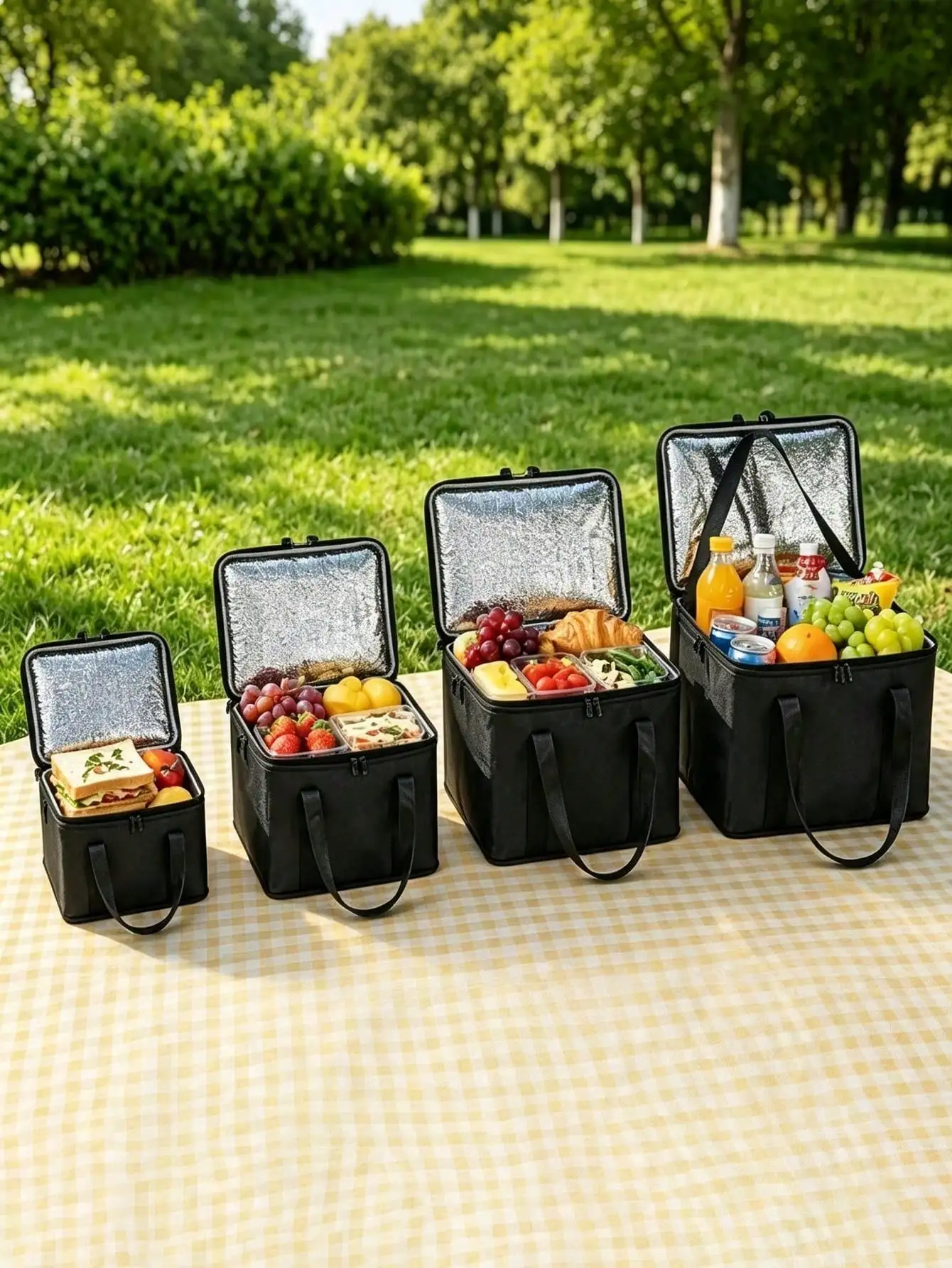 4 Sizes Available Camping Outdoor Insulated Bag, Filled With Thermal Insulation Layer, Thickened Reinforced Material, Suitable For Food, Supplies, Beverages, Seafood, Etc., Plenty Of Stock