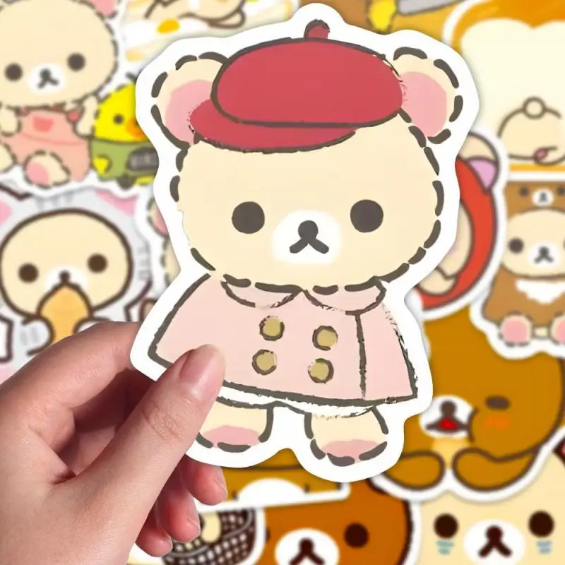 Kawaii Rilakkuma Cartoon Stickers Cute Hand Account Diy Children\'s Notebook Phone Case Waterproof Stickers Decorative Theme Gift