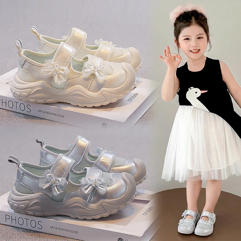 

Детские кроссовки для девочек с мягкой подошвой, повседневные, сетчатые, нескользящие, новинка 2026 года, модные спортивные теннисные туфли, трендовые