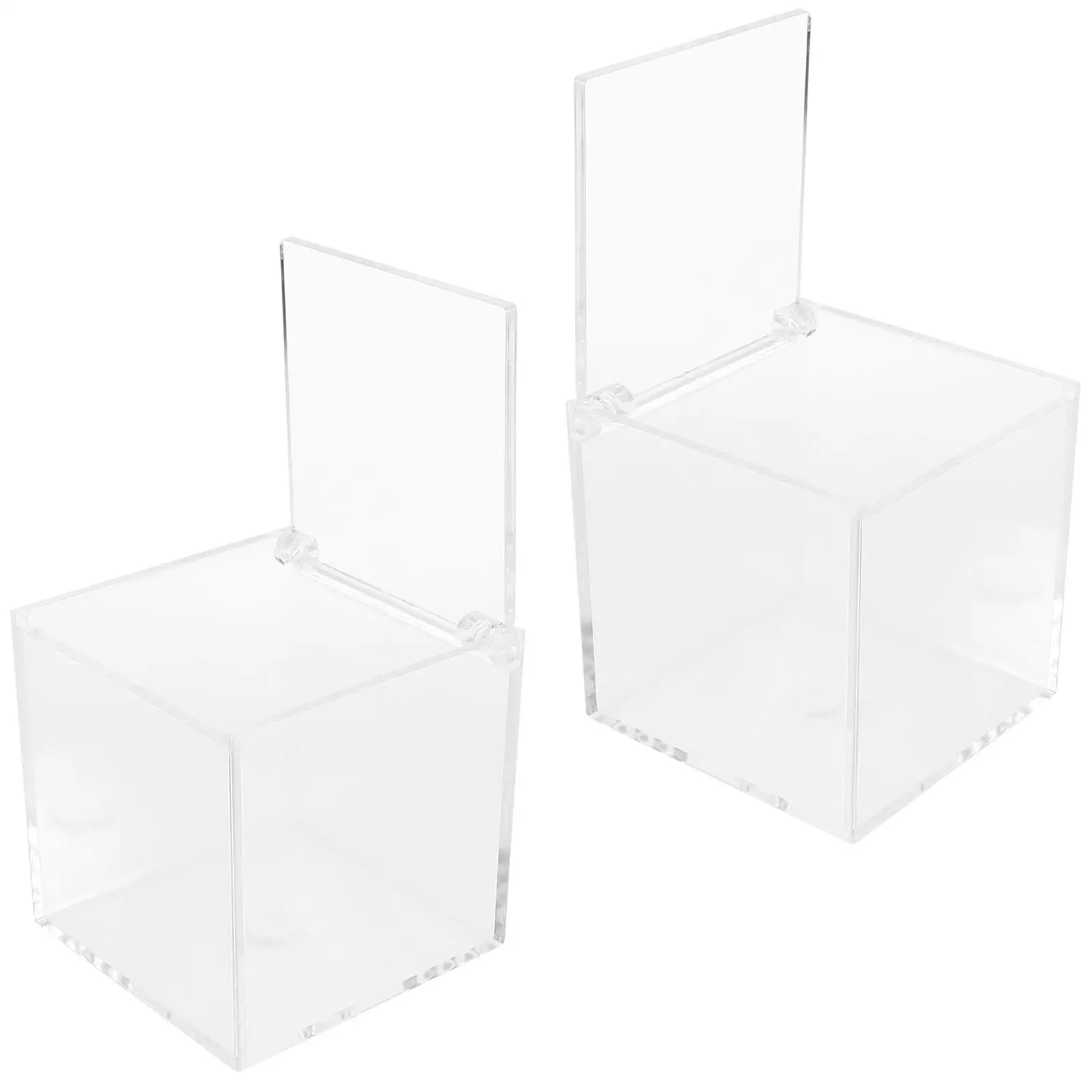

2Pcs 8Cm Acrylic Storage Box Transparent Display Case Figurine Model Collection Dustproof Cube Showcase Holder Clear Box For