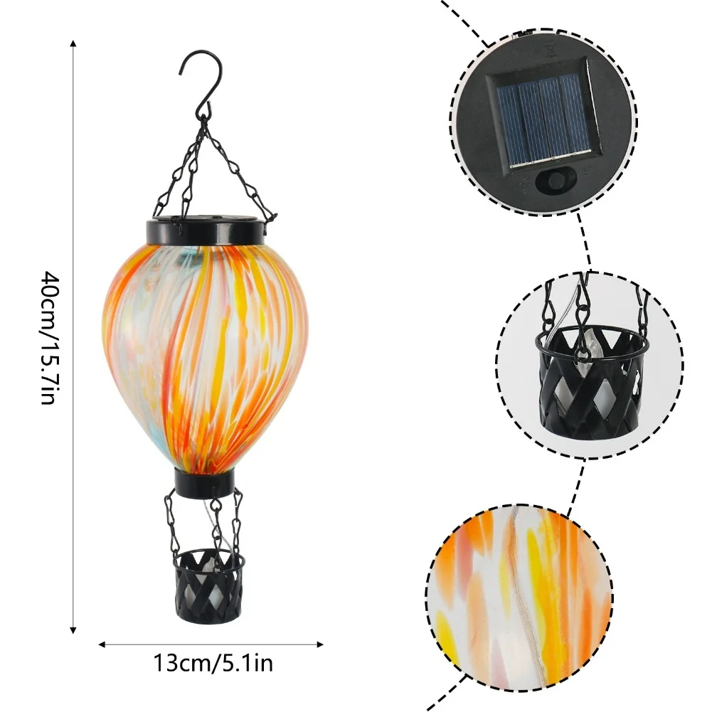 Solar Powered Hot Air Balloon Lantern Featuring Materials and Integrated Solar Panel for Sustainable Outdoor Lighting