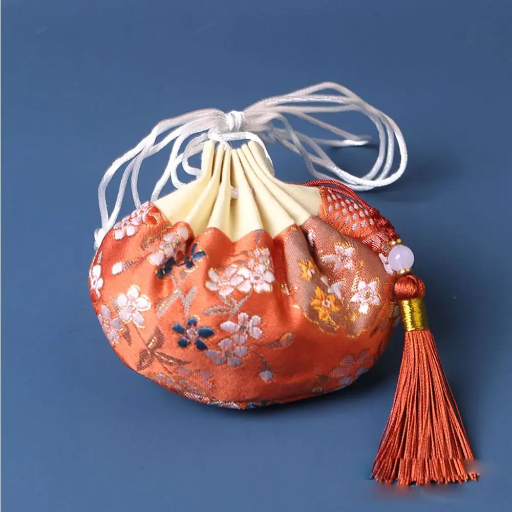 Multi Color Drawstring Hanging Decoration Flower Pattern Purse Pouch Chinese Style Storage Bag Women Jewelry Bag Empty Sachet