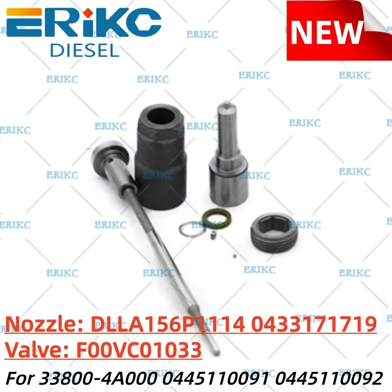 

Nozzle DLLA156P1114 0433171719 Valve F00VC01033 Common Rail Injector Overhaul Kits for 33800-4A000 0445110091 0445110092