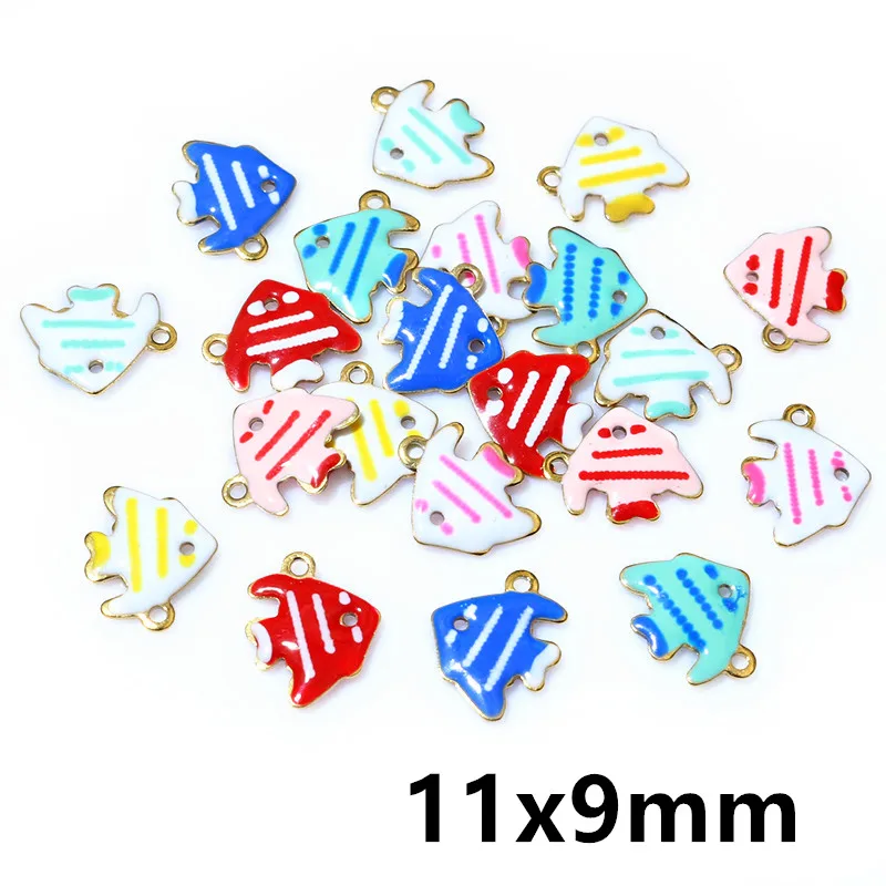 20pcs Random Mix Cute Stainless Steel Enamel Charms Pendant Fish Starfish Flower Evil Eyes DIY Jewelry Making Accessories - view 5