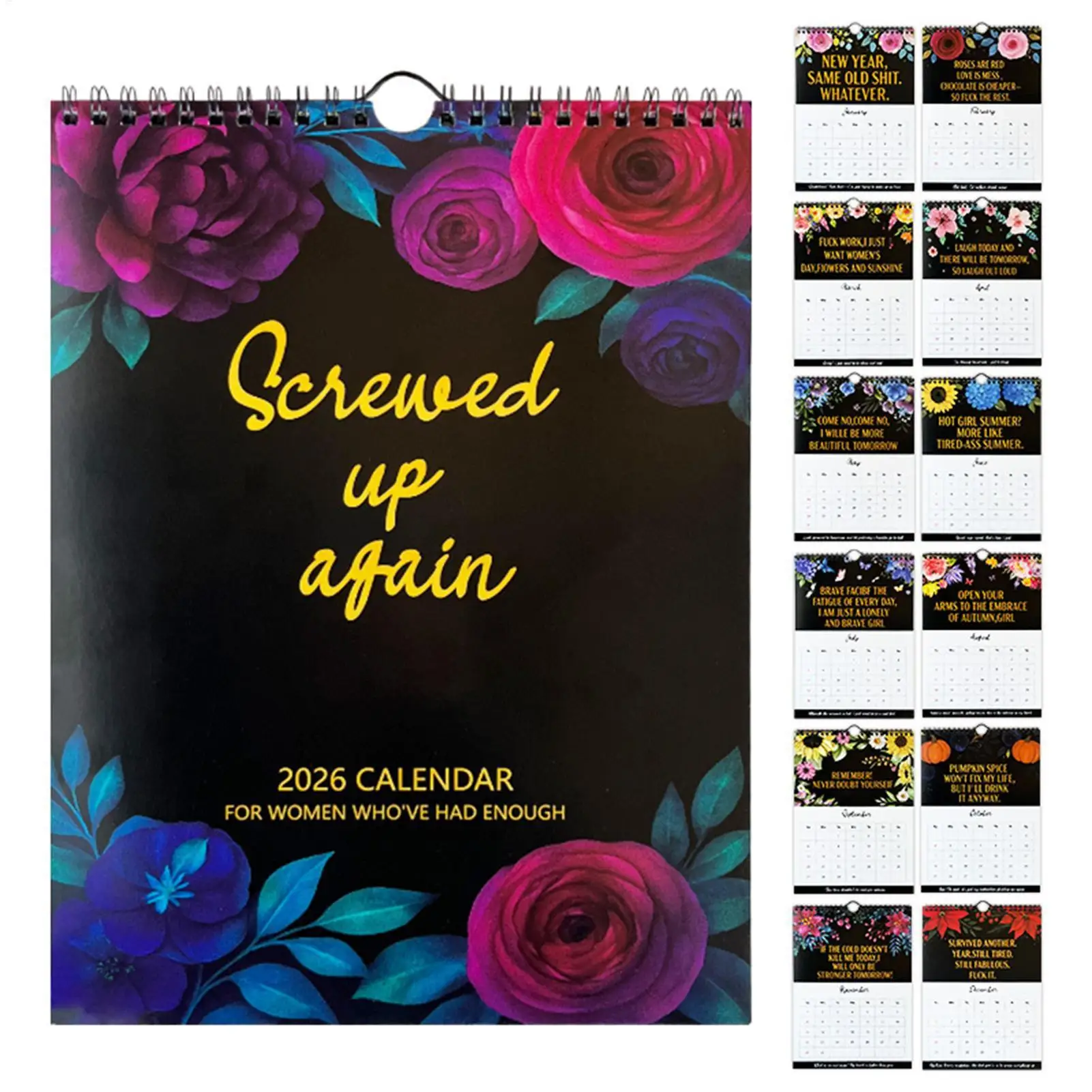 

Настенный календарь с завинчиванием на 2026 года, забавный отрывной блокнот на 12 месяцев для офиса, дома, холодильника, школьного класса, декор
