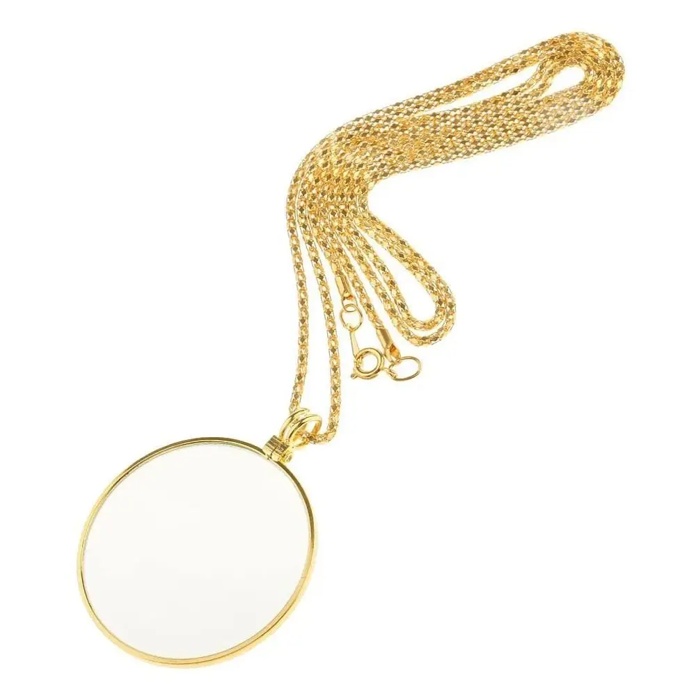 Convenient Reading Necklace Magnifier Durable Mini 5X Magnifying Glass High Definition Gold/Silver Clavicle Chain Women