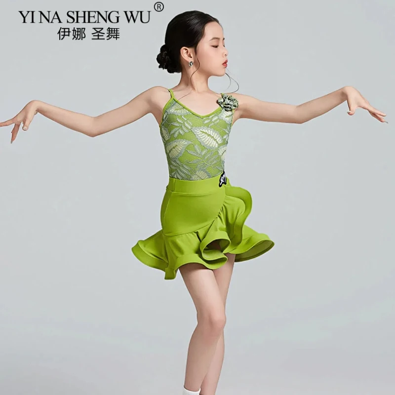 Kids High-end Slip Dress Girls Professional Latin Dance National Standard Dance Performance Costume Latin Dance Competition Wear