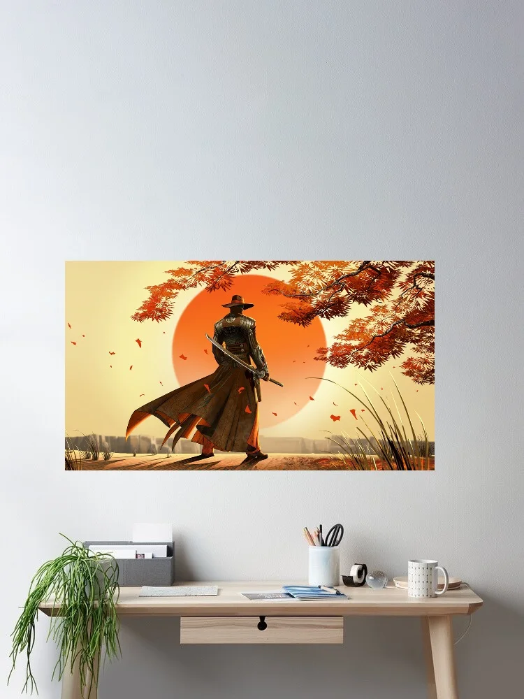 Japan, samurai,, Print Art Canvas Poster, For Living Room Decor, Home Wall Picture