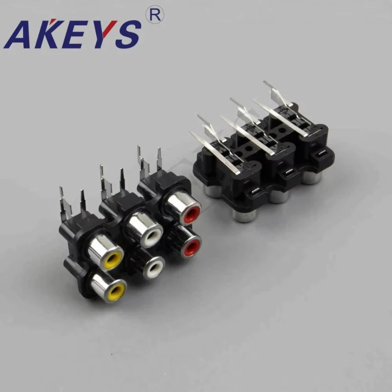 3pcs AV6-8.4-07 250V multiple plug socket 6holes normal av socket with screened RCA