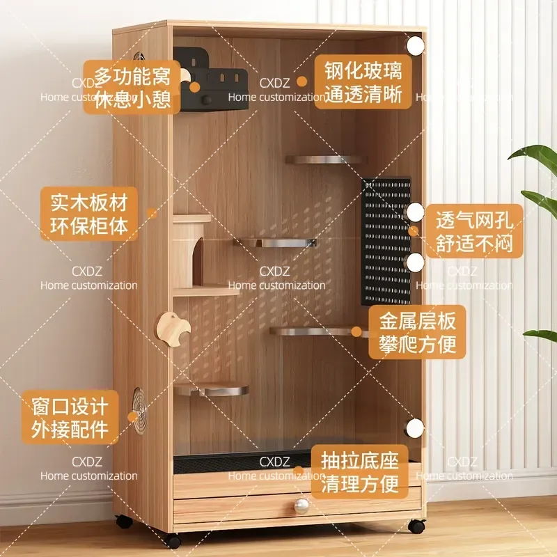 Solid Wood Hamster Cage Chinchilla Nest Villa with Cooling Honey Bag Glider Enclosure Anti Escape Customizable Free Shipping