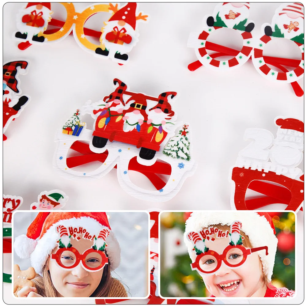 

12 Pcs Christmas Glasses Frame Party Frames Outdoor Eyewear Props Holiday Festive Man