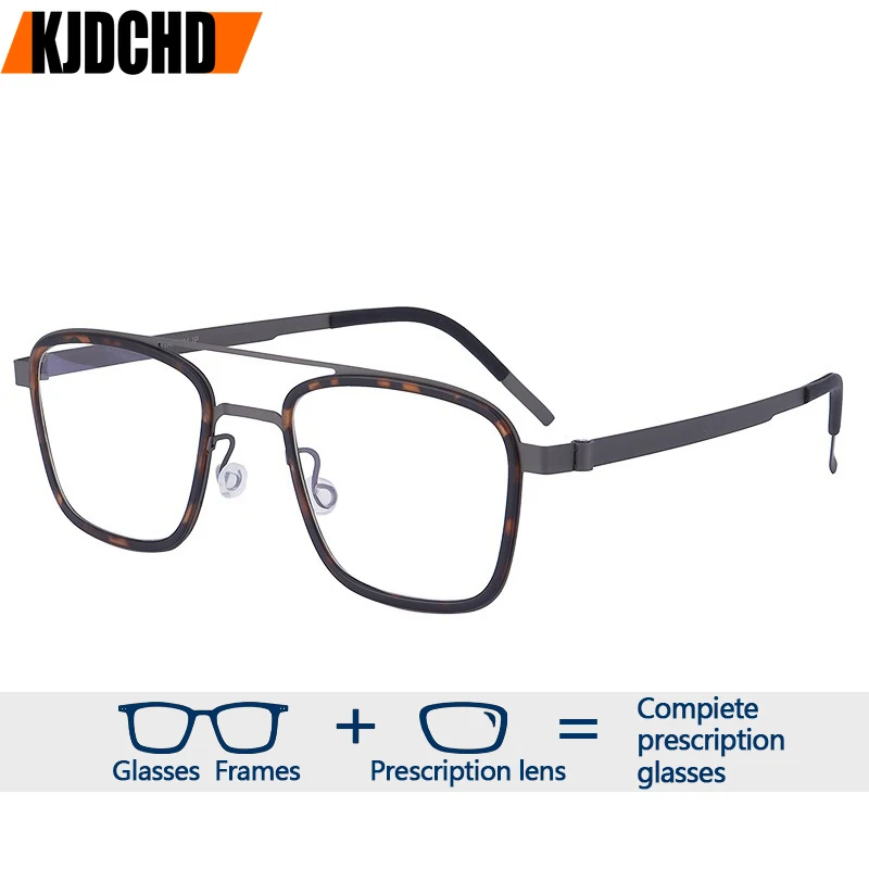 

KJDCHD Luxury Pure Titanium Blue Light Blocking Reading Glasses Men Myopia Optical Glasses Custom Prescription Eyewear