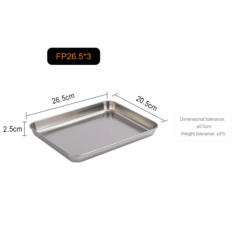 MTM 3 pièces plateau rectangulaire en acier inoxydable 304 – cuisson de gâteaux, pain, Barbecue, stockage d'ustensiles ménagers