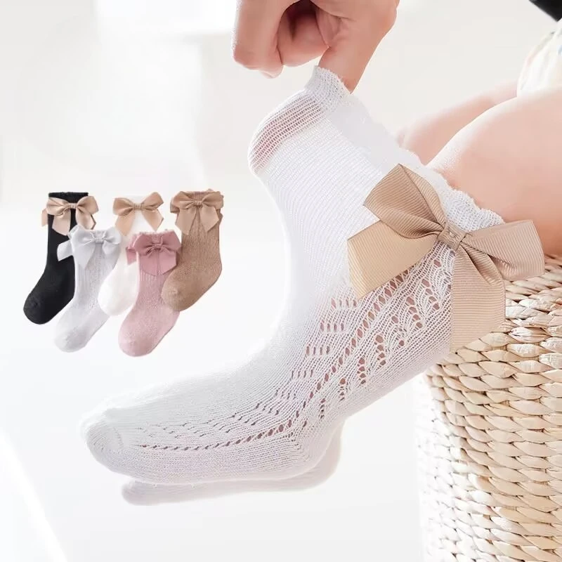 Weihnachten geschenk Sommer Mesh Kinder Mädchen Socken Baumwolle Bogen Solide Mädchen Für Baby Socke Mode Prinzessin Kleidung Zubehör