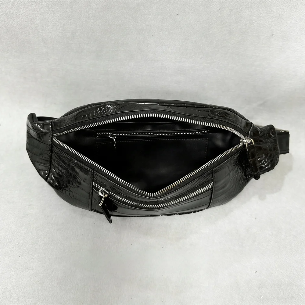 Authentic crocodile leather belt bag one-shoulder cross-body bag casual outdoor sports mobile phone bag view 5