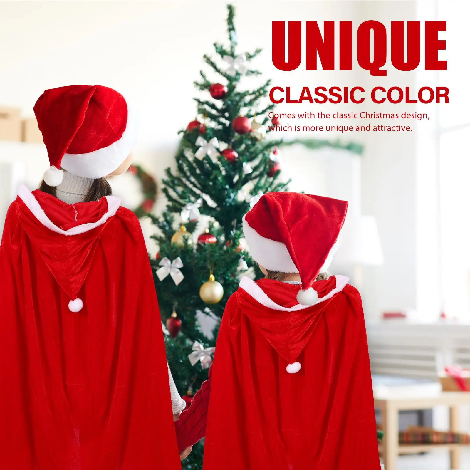 Świąteczna peleryna Płaszcz dla dzieci Dorośli Kostiumy świąteczne 90 cm Kostium Świętego Mikołaja Kostiumy na imprezę Xmas Holiday