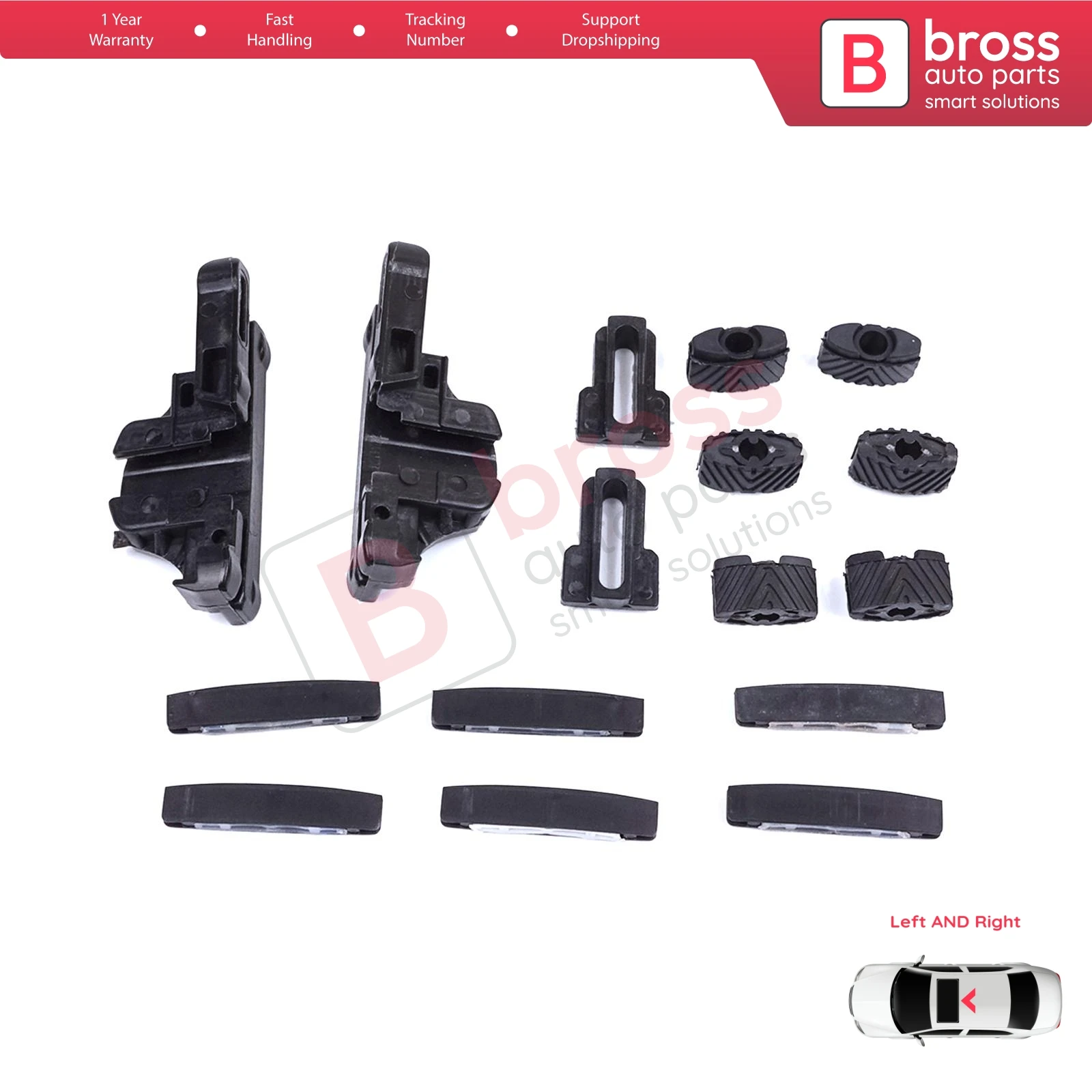 BSR665 MySky Panoramic Roof Sunroof Slideway Ceiling Bracket 16 Pieces Set for Jeep Renegade BU B1 BV 2014-On 77368445 46 