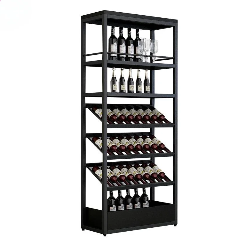 Storage Cabinet Furniture Display Bottle Wine Bar Drinks Shelf Wall Mounted Botellero Vino Mini Club Industrial Buffet Metal