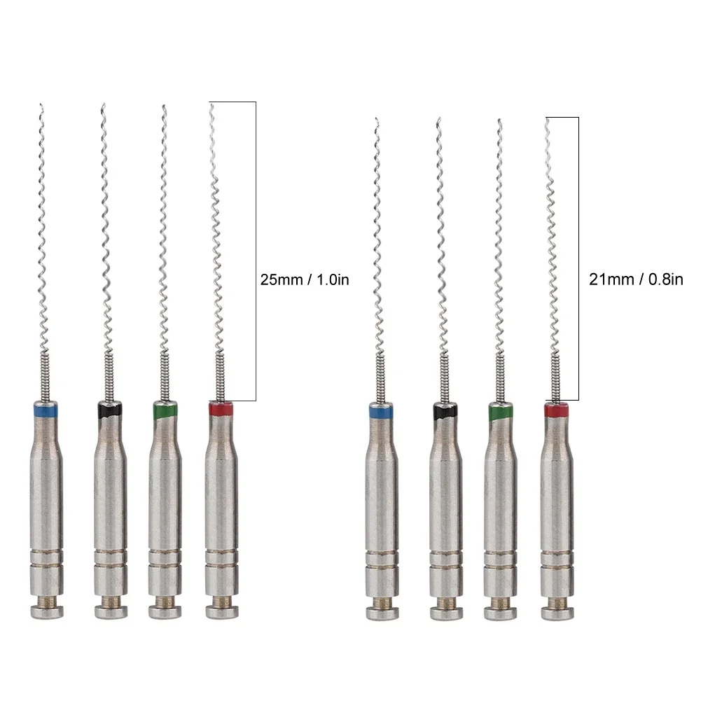 4 stks/set Gemengde Tandheelkundige Roterende Pasta Dragers 21/25mm # 25-40 Endodontie Wortelkanaalbehandeling Spiraalvuller Lentulo Vullen Tandheelkunde Gereedschap