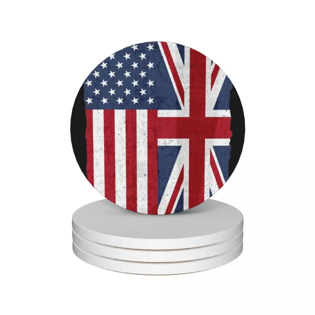 United States with United Kingdom Flag Mix US and UK Union Jack Ceramic Coasters (Set of 4) tea cup holder Tea cups Coasters