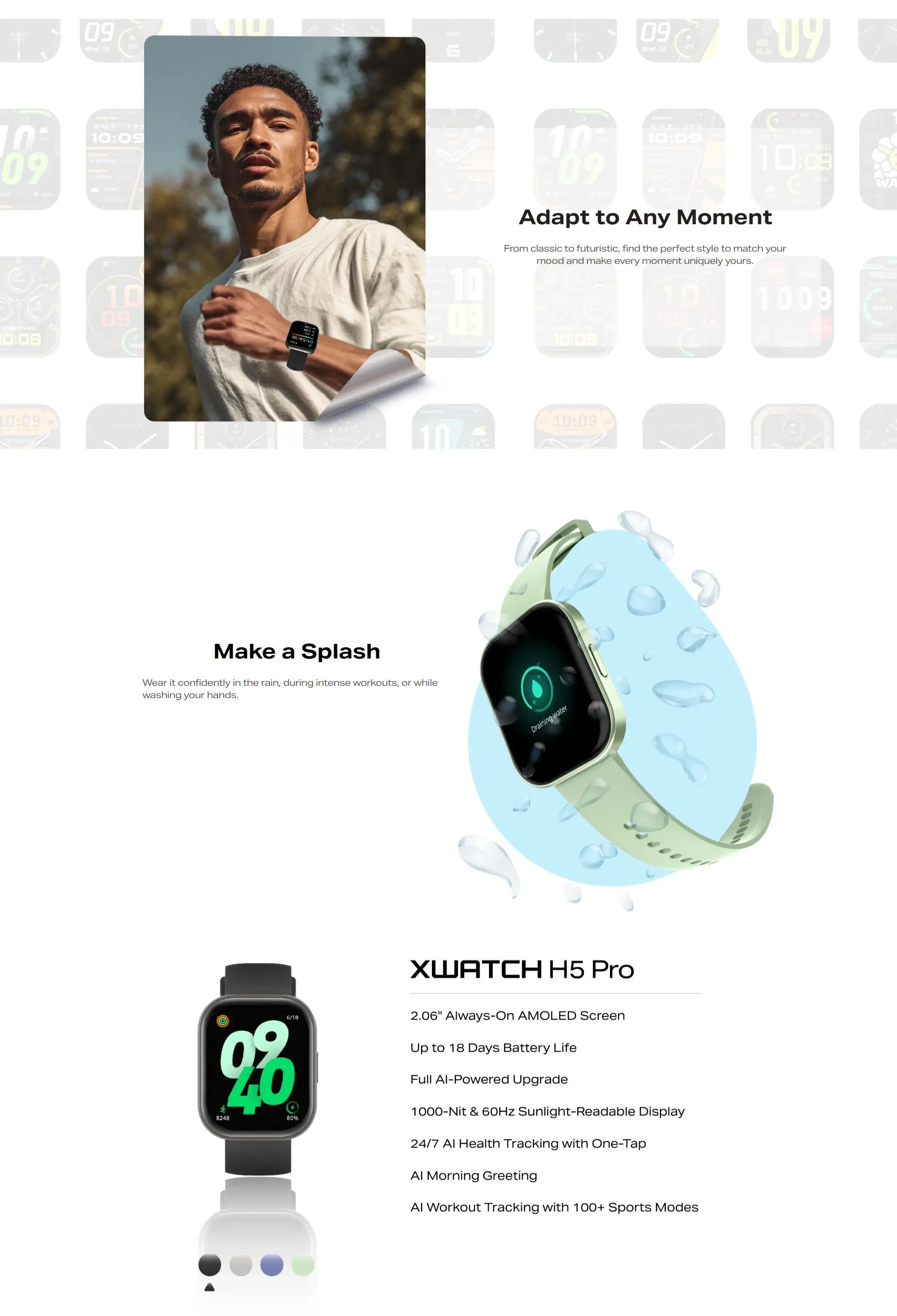 Infinix XWatch H5 Pro Smart Fitness Tracker Watch Heart Rate Monitor Sleep Tracker Waterproof Pedometer for Android iOS - Image 6