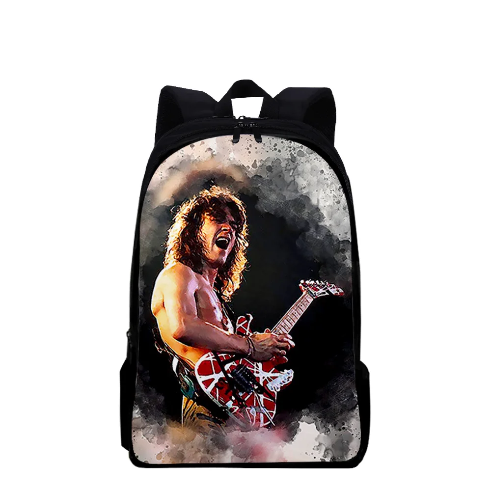 Trendy Youthful Eddie Van Halen Student School Bags Notebook Backpacks 3D Printed Oxford Waterproof Boys/Girls Travel Bags