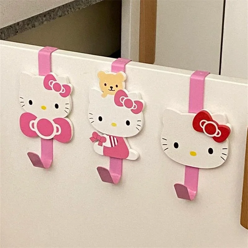 1pc Anime Hello Kitty Kawaii Storage Hook Kitchen Organizer Rack Sanrio Cabinet Door Back Hook Towel Hanger Bathroom Accessories