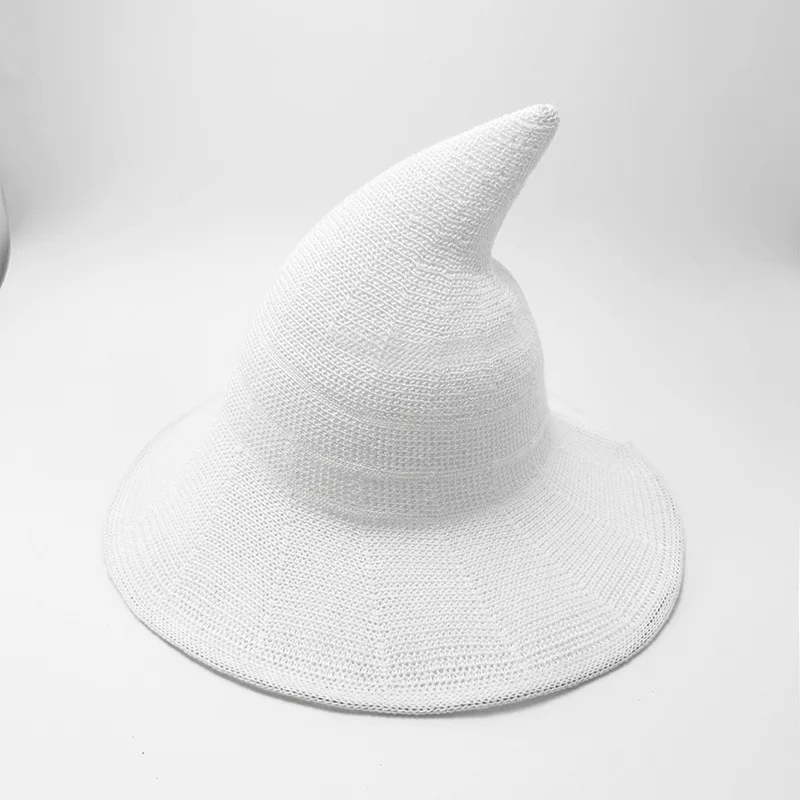 Halloween Vintage Knit Hat for Women Cosplay Witch Hat Dress Up Party Masquerade Hat Magic-hat Holiday Decoration Accessories