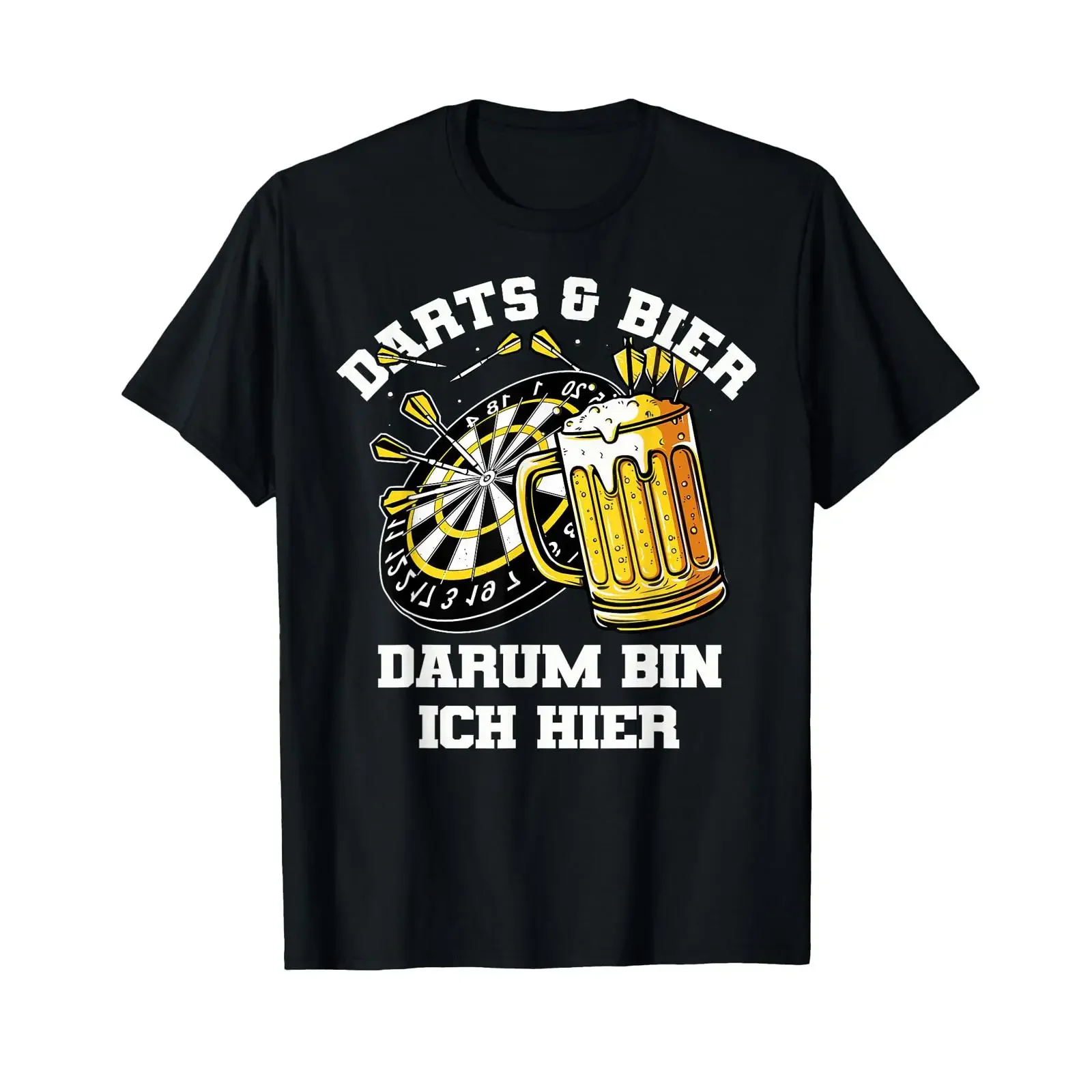 Darts und Bier, deswegen bin ich hier. Dartboard Retro T-Shirt Vintage Washed Herren Vielseitige Atmungsaktive Designerkleidung.