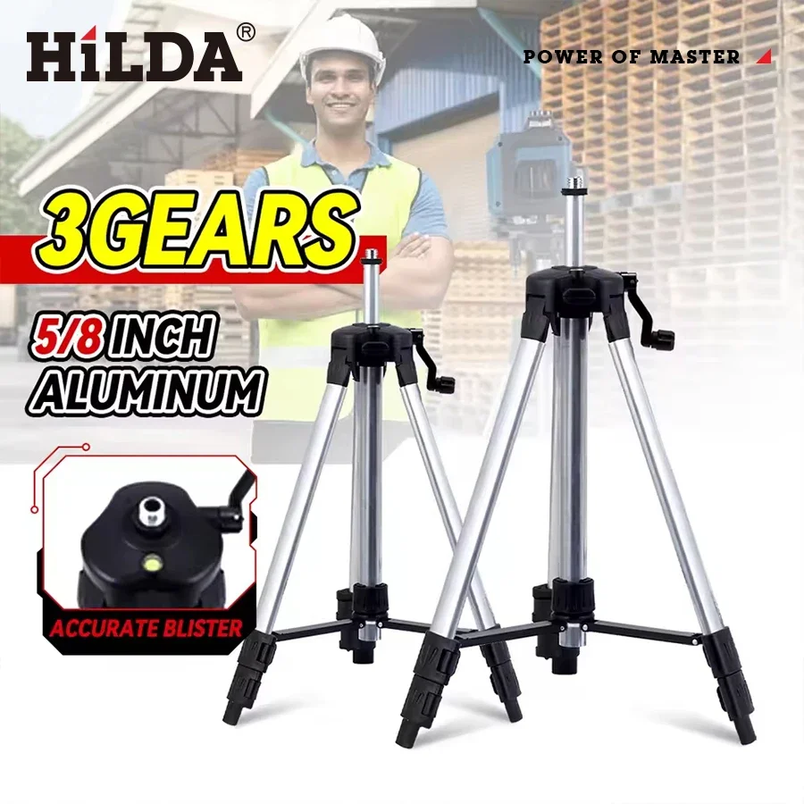Hilda 1,2 m/Mini Laser-Nivellierstativ, professionelles Stativ, geeignet für Laser-Nivelliergerät, Aluminium-Stativ mit 5/8 verstellbar