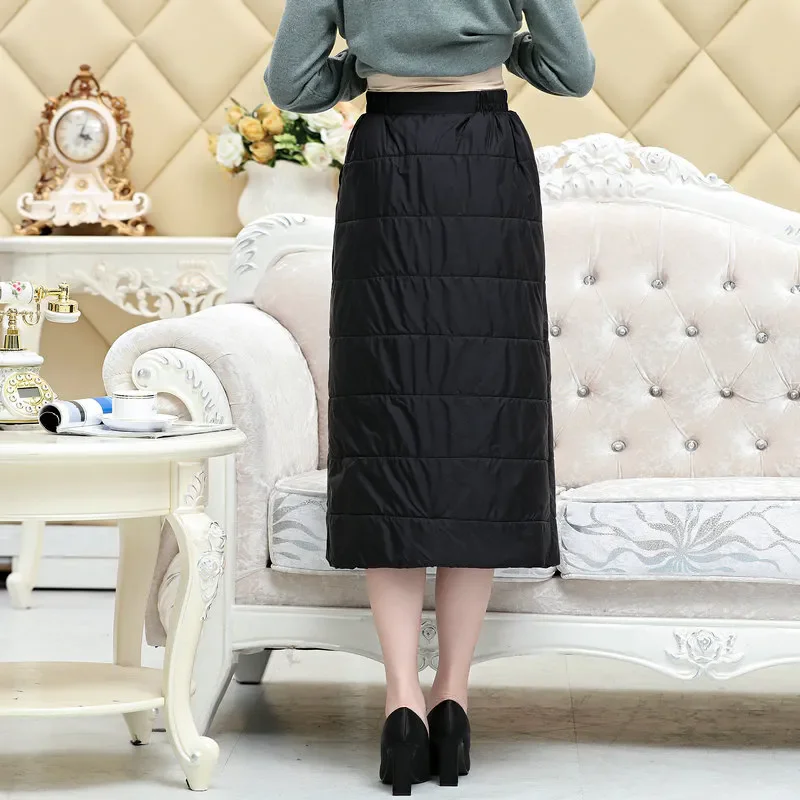 High Waist Medium-length Skirt External Penetration Winter Skirt Autumn Winter Intensification Down Cotton Skirt