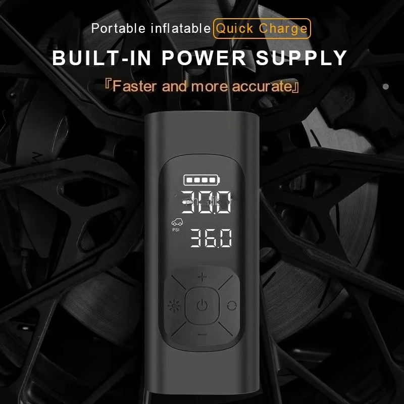 Portable Air Compressor 12V DC 150PSI Cordless Tire Pump With LED Display for Bike Motorcycle Car Tires Balls