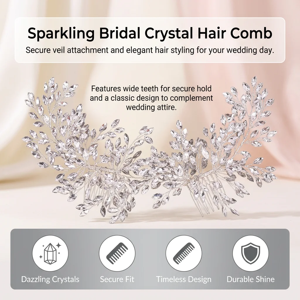 1pc Hair Comb Faux Crystal Luxury for Wedding Bridal Accessories Rhinestone European Style Headpiece Elegant Jewelry