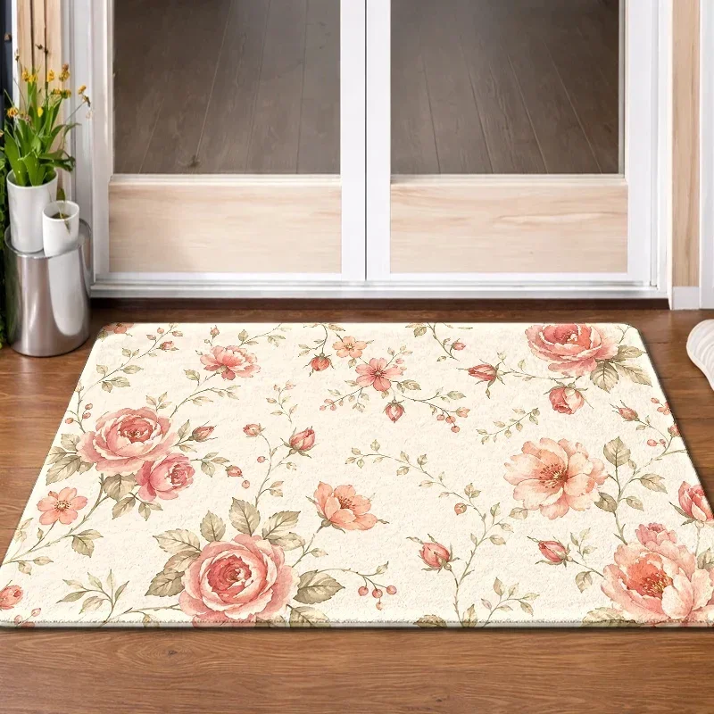 White Blue Fish Pattern Anti Skid Welcome Mat Entryway Carpet Durable Waterproof Design Coastal Vibe
