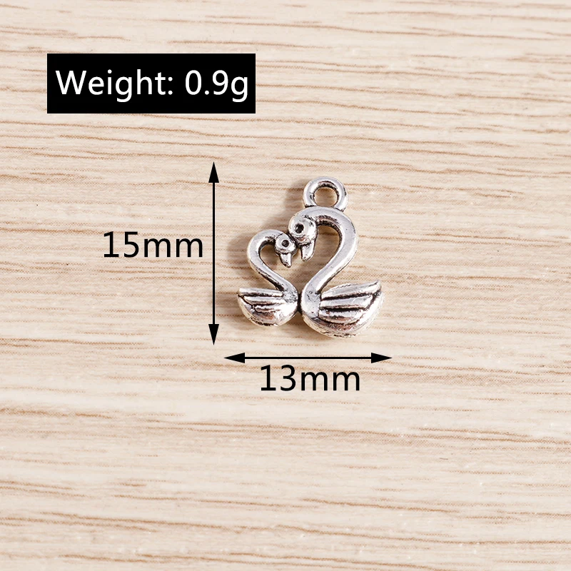 Tusember 30 Stück 13*15mm Legierung Schwanenpaar-Anhänger für Halsketten Ohrringe Handgemachte Modeschmuck-Herstellung Zubehör – Detail 1