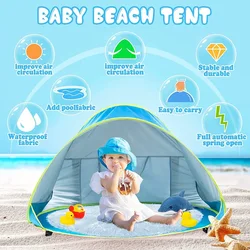 Outdoor Baby Beach Tent Pop Up Portable Shade Pool UV Protection Sun Shelter for Infant Child Water Play Toys House Tent Toys