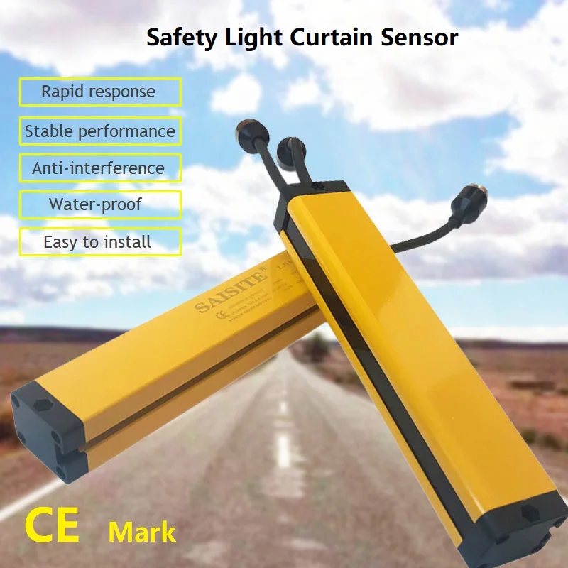 

SAISITE Safety Light Curtain Sensor Switch, Safety Grating Security Device, NPN Relay,4,6,8,10,12,16Beams,20mm,40mm Resolution