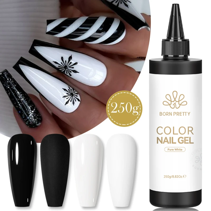 BORN PRETTY 250g Smalto per unghie gel bianco nero Smalto per unghie semipermanente Design per unghie Salone per manicure Forniture per unghie Base Top Coat