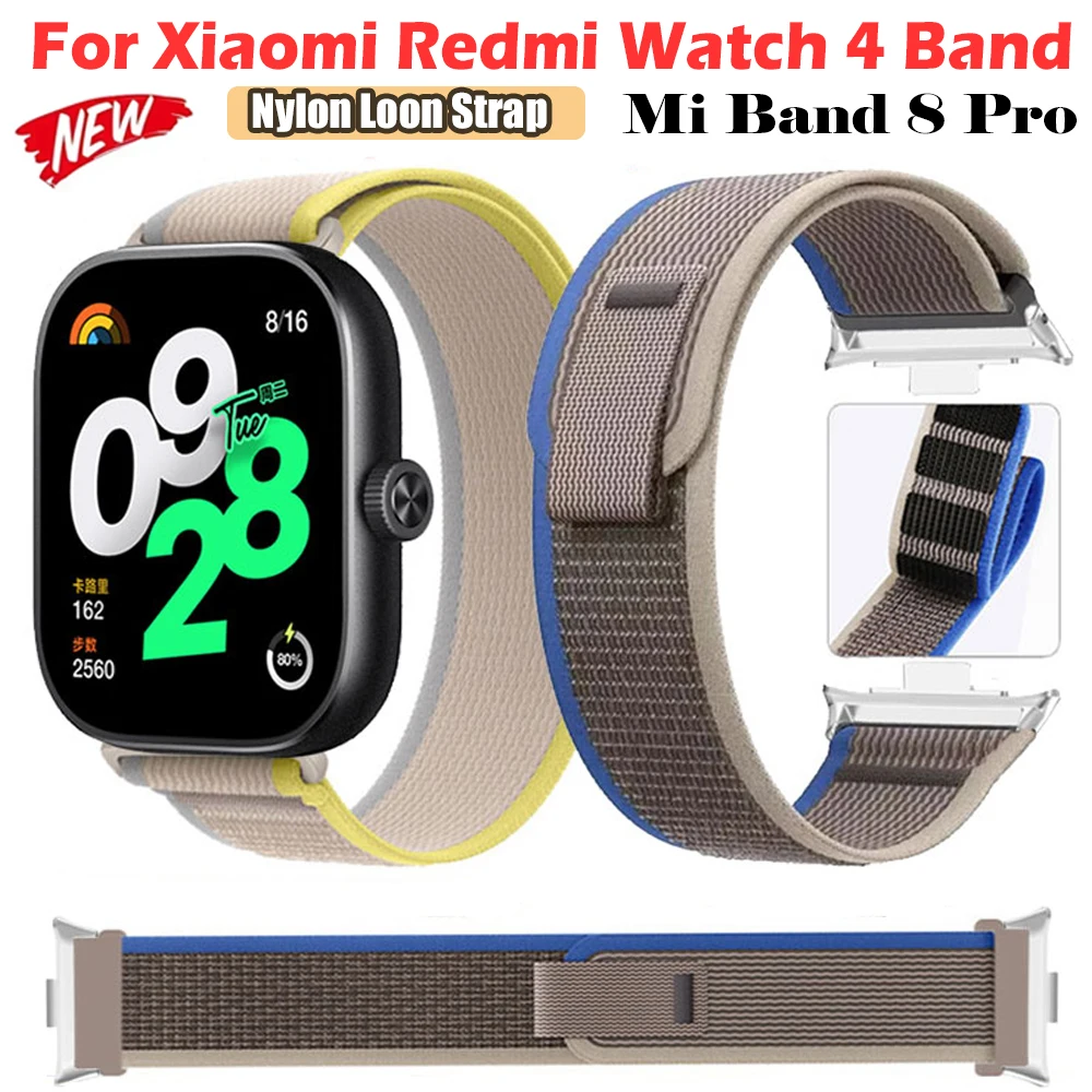 

For Xiaomi Redmi Watch 4 Nylon Loop Band Velcro Buckle Bracelet For Mi Band 8 Pro Watchband Sport Wristband Accessoies Correa