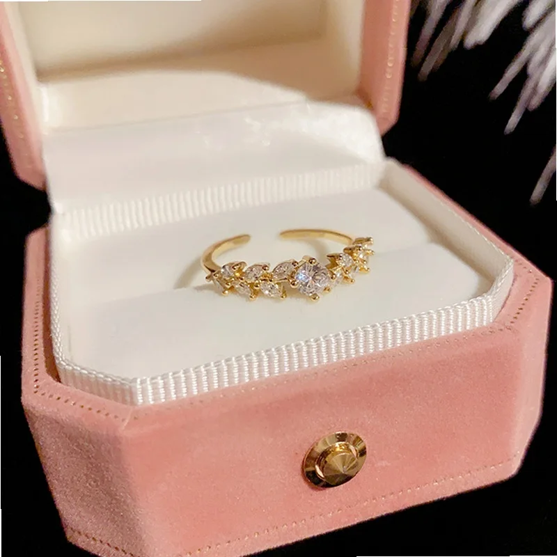 Trendy Wheat Ear Zircon Ring for Women, Elegant Personalized Hand Jewelry Niche Design